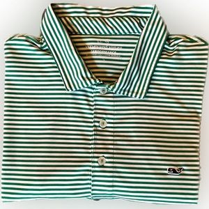 Men’s green striped large Vineyard Vines performance polo
